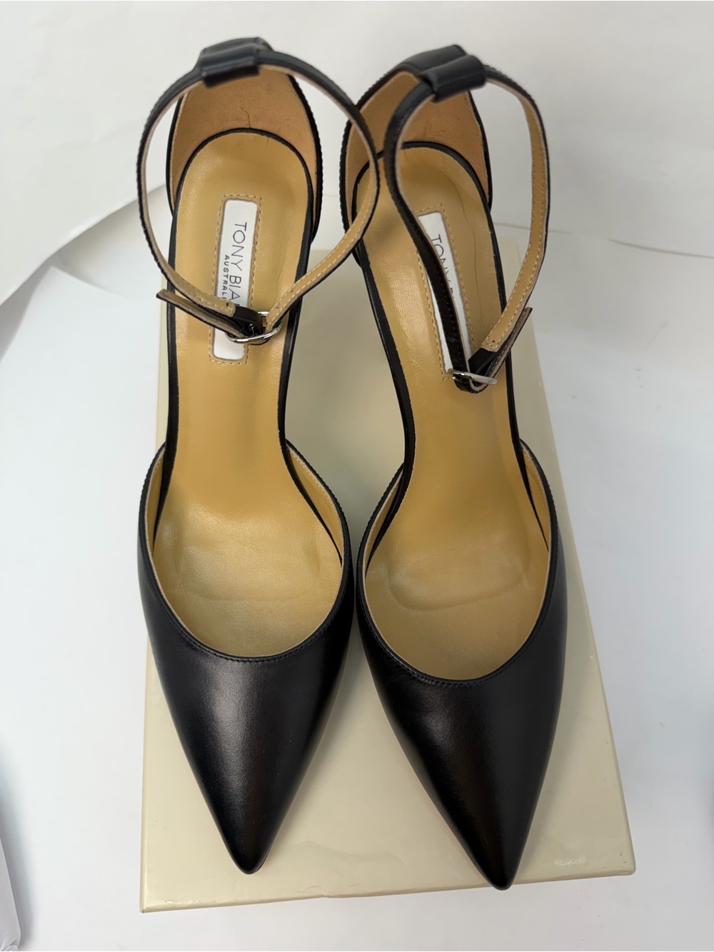 Tony Bianco Aztec Heel in Black Como leather high heel ankle strap pointed toe - Picture 4 of 7